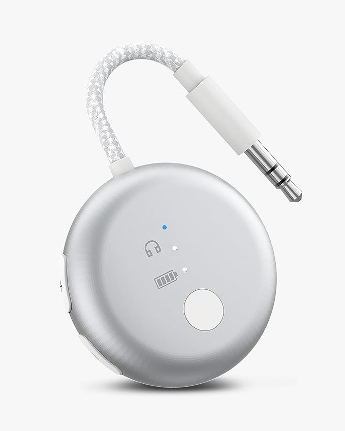Avantree SoundJet R1 – 25Hr Airplane Bluetooth Adapter for All AirPods | Qualcomm Chipset & aptX Adaptive, Wireless Audio Transmitter for Flight Travel, Works with Bose & Other Headphones