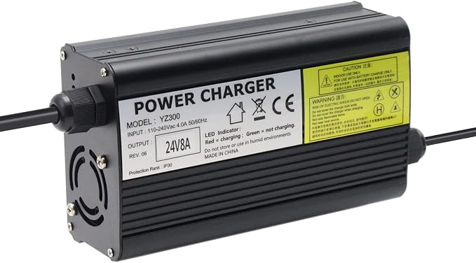 24V 8A Battery Charger with 3-Pin XLR Connector for Jazzy 1450, Invacare Pronto M51, Sunrise Medical, Quickie, Drive Medical Power Supply