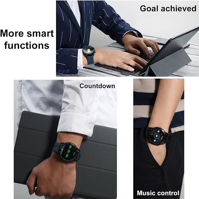 Men Smart Watch for Android iOS, Bluetooth Calls Voice Chat with Heart Rate/Sleep Monitor Fitness Tracker, 1.3" Full Touch Screen IP67 Waterproof Stainless Steel Activity Tracker for Men