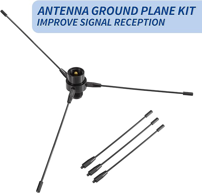 Bingfu Vehicle Mobile Ham Radio Antenna with Ground Planes Dual Band VHF UHF 136-174MHz 400-470MHz Magnetic Base Mount Soft Whip Antenna PL259 Male Connector for Car Marine Amateur Radio