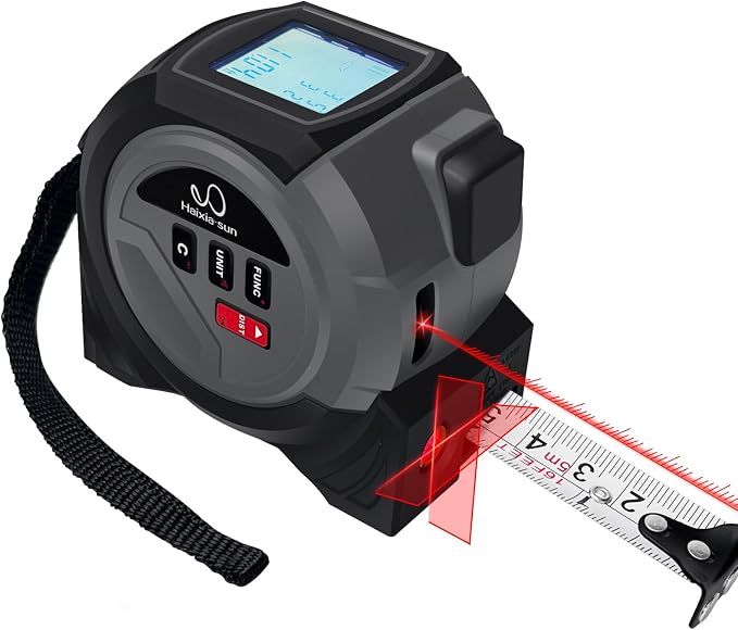 3 in 1 Laser Tape Measure with Level | 131ft/40M Laser Distance Meter Display On Backlit LCD Screen with 16ft/5m AutoLock Measuring Tape | Ft/Inch/Fractions/M/mm (Black 3in1 Laser)