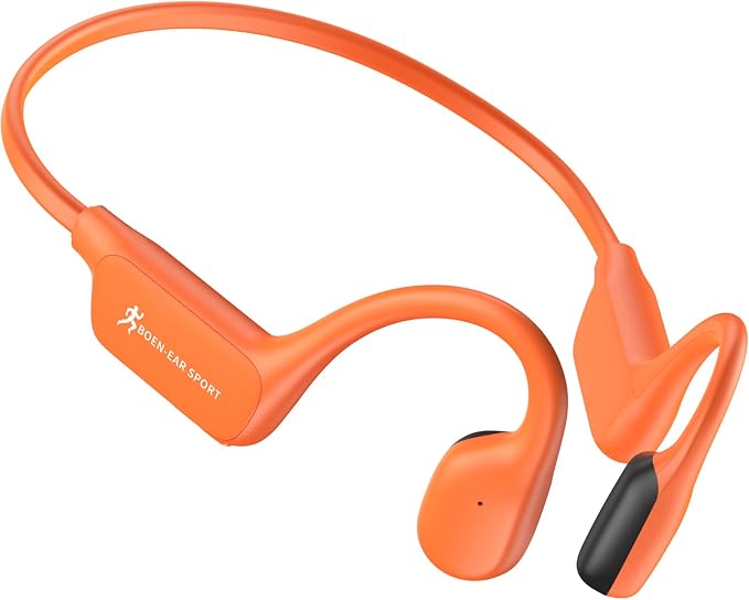 Bone Conduction Headphones, Open Ear Wireless Bluetooth Headphones with Mic, IPX6 Waterproof Sports Headphones for Running, Cycling & Outdoor Work, 15H Playtime X13 (Orange)