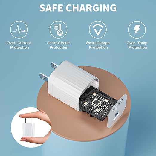 USB C Charger Block for iPhone 17 Charging, 2Pack 20W USB C Wall Charger Block Fast Charging Blocks Plug Bricks PD Type C Adapter for iPhone 17 Air/17 Pro Max/16 ProMax/16Plus/15/14/13/12/AirPods/iPad