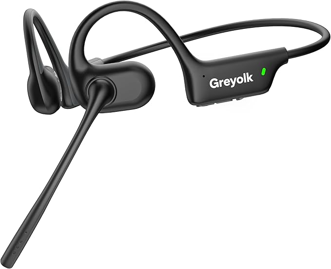 Open Ear Headphones with Mic, Bluetooth Headset with AI Noise Cancellation Microphone Air Conduction Headphones Bluetooth 5.4 Wireless Headset with Mic for Work Call Meeting Driving Sports（Black）