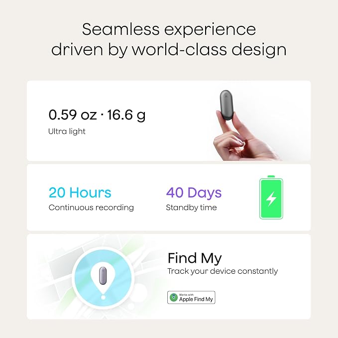 Plaud NotePin Voice Recorder, AI Voice Recorder, AI Note Taker, AI Transcribe & Summarize, Support 112 Languages, for Meetings, Lectures, Professionals, Teams, Sunset Purple, Non-S Version