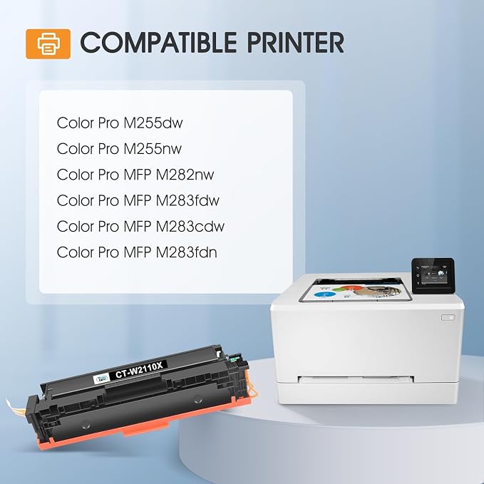206X Toner Cartridges 4 Pack High Yield M283fdw M283cdw M255dw Compatible for HP 206X 206A 206 Color LaserJet Pro MFP M283fdn M255nw M282nw M283 M255 M282 W2110X W2110A Printer Ink (with Chip)