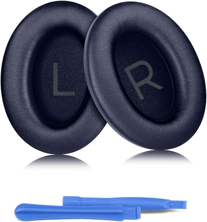 ELZO Replacement Ear Pads for Bose QuietComfort 45 (QC45)/QC SE Headphones, Premium Softer Leather, High-Density Noise Cancelling Foam, Added Thickness, Blue