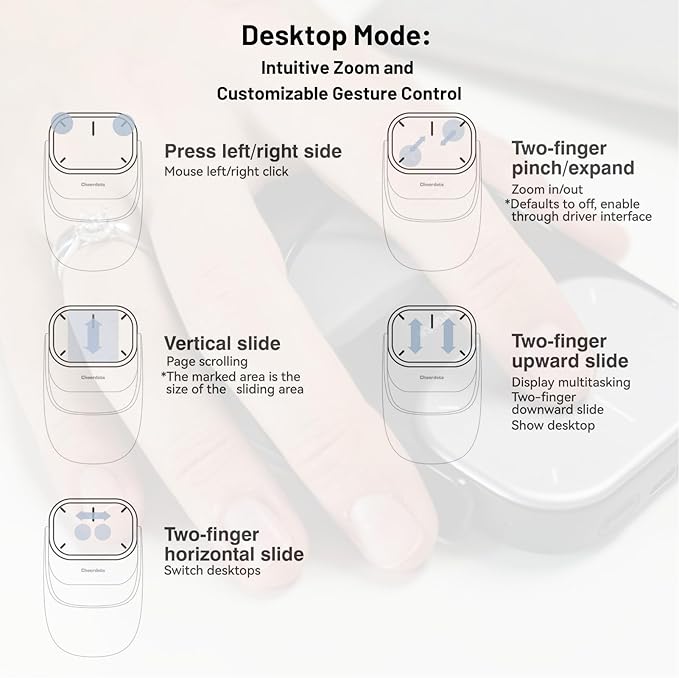 Cheerdots2 Bluetooth Detachable Air Mouse Touchpad Mouse with Voice Recording, Presentation Clicker Wireless Presenter Presentation Remote for Mac, Windows (Recording, Silver)