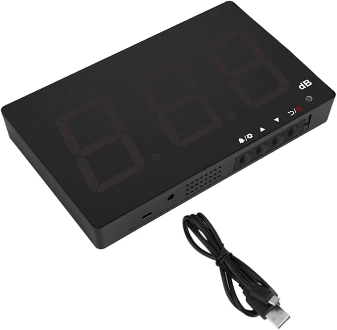 30-130dB Digital Sound Level Meter, Noise Decibel Meter with 9.6in LCD Screen, Wall Mounted USB Powered Noise Tester with Alarm Function, for Measuring Noise