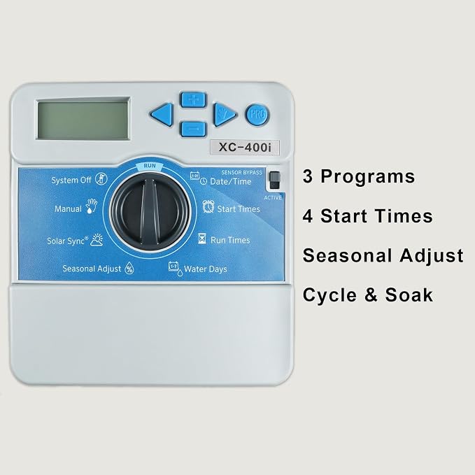 Compatible with Hunter X-Core XC400i Indoor Sprinkler Timer, 4 Zone Irrigation Controller, Indoor Lawn & Garden Watering System, Easy Program, No Wi-Fi Required