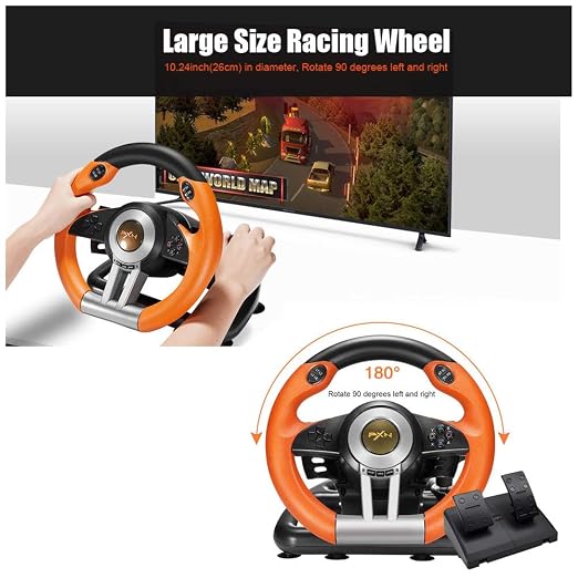 PXN V3II PC Racing Wheel, USB Car Race Sim Game PC Steering Wheel with Pedals for Windows PC/PS3/PS4/Nintendo Switch/Xbox One/Xbox Series X/S