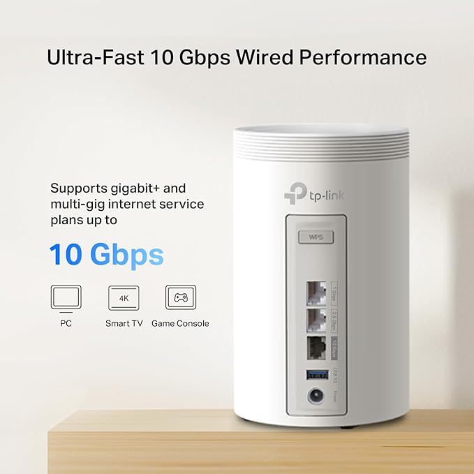 TP-Link Deco 7 Pro BE14000 Tri-Band Wi-Fi 7 Whole Home Mesh System | 8-Stream 14 Gbps | 10 Gbps WAN/LAN Port | Up to 8100 Sq.ft, 200 Devices Capacity | 320 MHz, HomeShield, AI-Roaming (BE67 2-Pack)