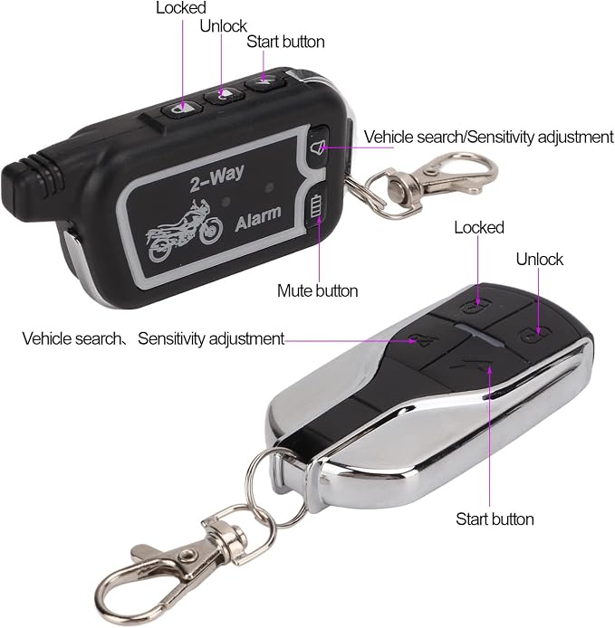 Motorcycle Alarm System,KIMISS Two Way Alarm System Vibration Sound Alert LCD Remote Control Anti Theft