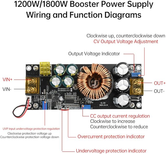 1800W DC Boost Converter,Aideepen 40A 14V-85V to 14-120V Boost Converter Voltage Regulator Car Step-up Power Supply Module DC Adjustable Voltage Converter