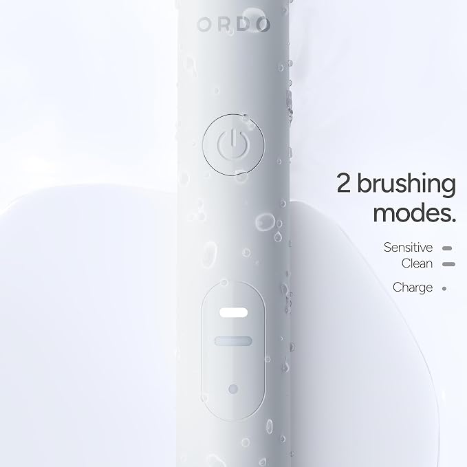 ORDO Lite Sonic Toothbrush, Electric Toothbrushes with 35,000 Pulses Per Min, Dual Modes, Over 5 Weeks Battery, Smart Timer, Waterproof, USB C, Snow