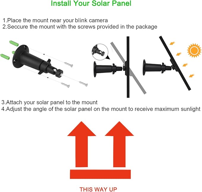 iTODOS 3 Pack 7W Solar Panel Compatible with Blink Outdoor 4 (4th Gen)/ (3rd Gen) XT3 and Blink XT/XT2 Camera,11.8Ft Outdoor Power Cable and Adjustable Mount