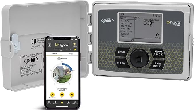 Orbit B-hyve Smart Indoor/Outdoor Sprinkler Controller - 6-Zone - App Controlled Smart Controller with Custom Irrigation Schedules - Weatherproof Multi-Zone Sprinkler System - 57946 (Pack of 6)