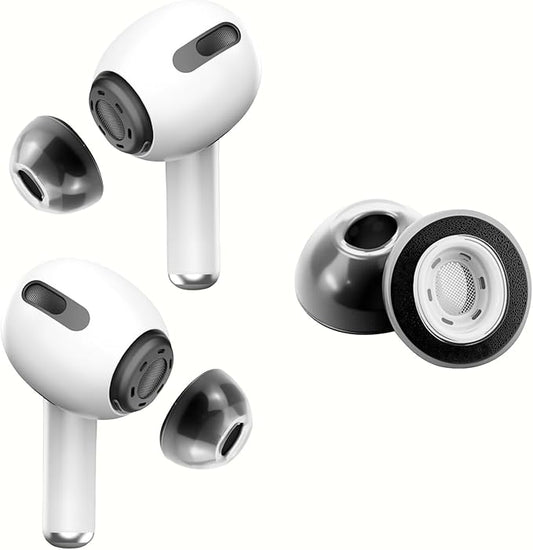 KASOTT Memory Foam Ear Tips for AirPods Pro 1st & 2nd Gen - Upgraded Liquid Silicone Rubber, Superior Noise Isolation, Secure Fit & Ultimate Comfort, Fits Charging Case, 1 Pair (Black, Large)