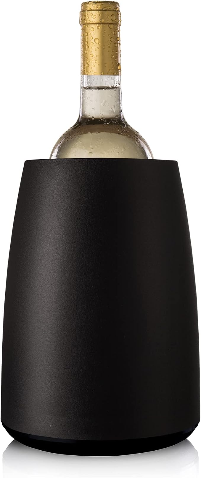 Vacu Vin Elegant Wine Cooler – Black – Active Wine Bottle Chiller with Freezer Sleeve – Modern Insulated Cooler – Keeps Wine Cold Without Ice – Sleek Tabletop Design for Home & Events
