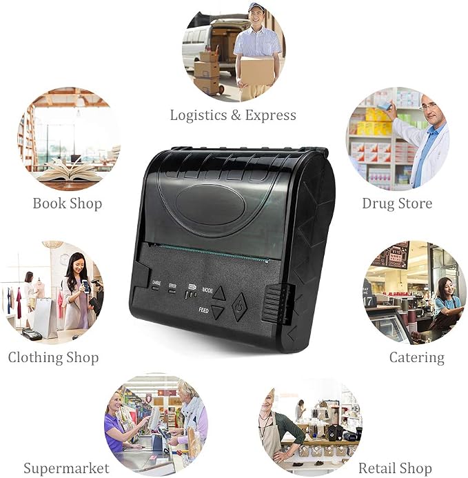 NETUM Wireless Bluetooth Thermal Receipt Printer, Portable Personal Bill Printer 80mm Mini USB POS Printer for Restaurant Sales Retail Compatible with Android