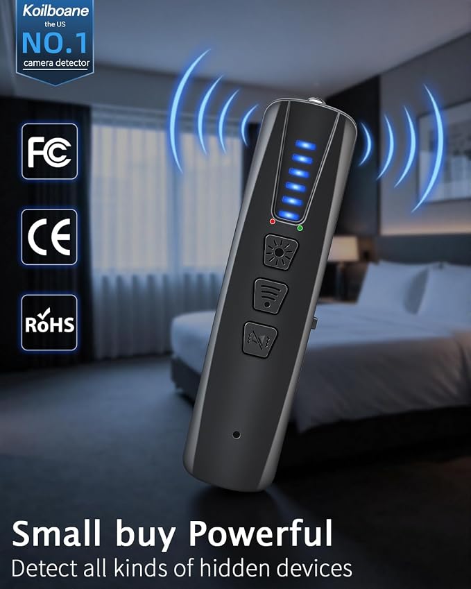 Hidden Camera Detector, Anti-Spy Camera Finder, RF Signal & WiFi Scanner, Hidden Devices Detector GPS Trackers Detector, Portable Privacy Pen Signal Scanner for Hotels, Car, Office, Travel (Black)