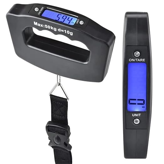 Digital Luggage Scale 50kg/110lb, Portable Handheld Scale with Backlight, Tare Function, 4 Units (g/kg/oz/lb) –