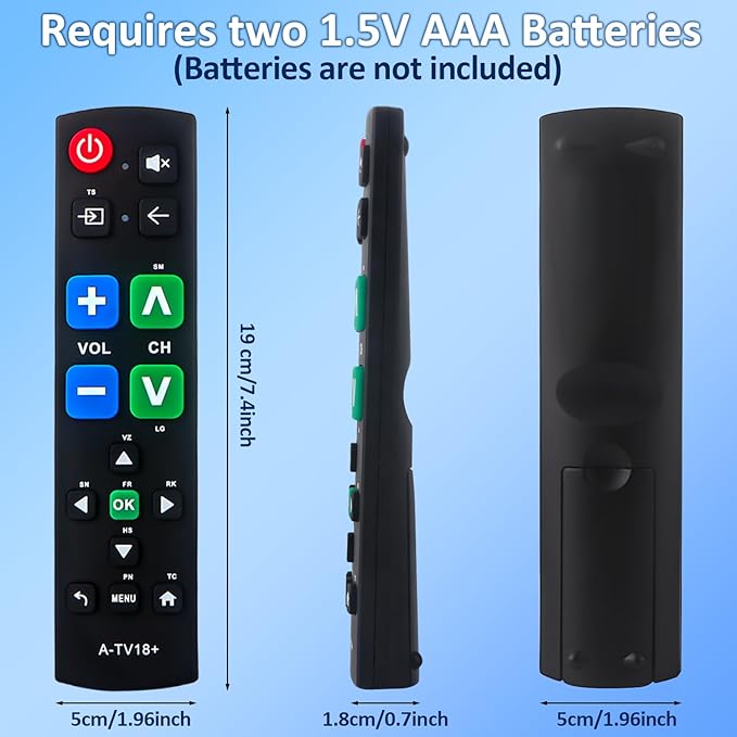 Big Button Universal Remote for All TV Remote, for All Samsung/LG/VIZIO/Sony/Hisense/Philips/Panasonic TVs and More