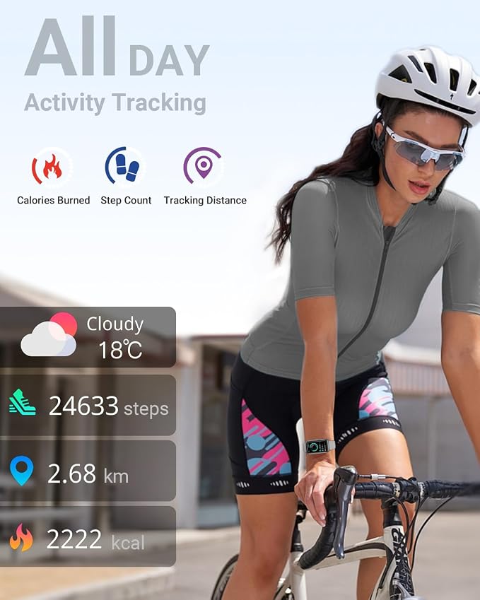 Amzhero Health Fitness Tracker with 24/7 Heart Rate, Blood Oxygen, Blood Pressure, Sleep Tracker, 5ATM Waterproof Activity Trackers with Step Tracker, Pedometer (S & L Bands Included)