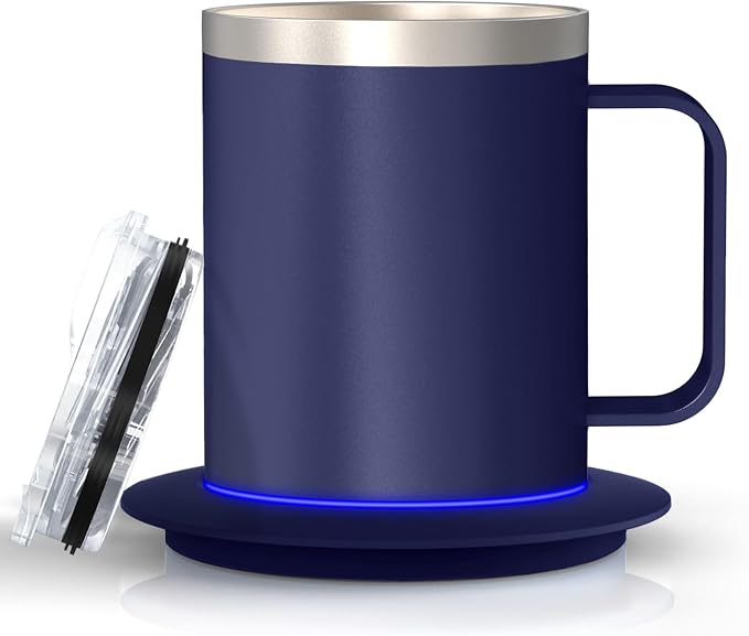 Smart Temperature Control Coffee Mug for Desk,Heated Cup with 10Hrs Auto Shut Off, USB Powered Mug Warmer Set (12oz-Royal Blue)
