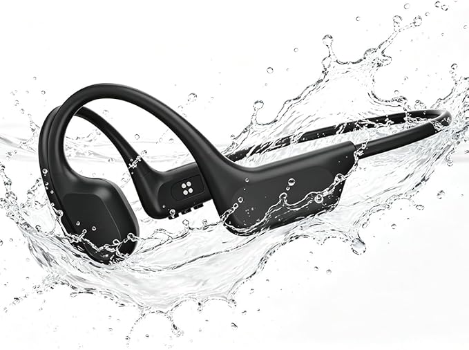Bone Conduction Headphones, IPX8 Waterproof Swimming Headphones, Open Ear Headphones with MP3 Mode 32GB Memory Up to 10 Hours Playtime, Bluetooth 6.0 Ear Buds Secure Fit for Running and Fitness