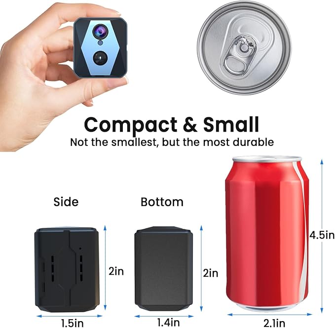 vebiliki Spy Camera, 4K Hidden Camera, Mini Camera, Real-Time Recording, AI Motion Detection, Support Cloud & TF Storage, Auto Night Vision, WiFi Cameras for Home Security, 2.4G WiFi Only