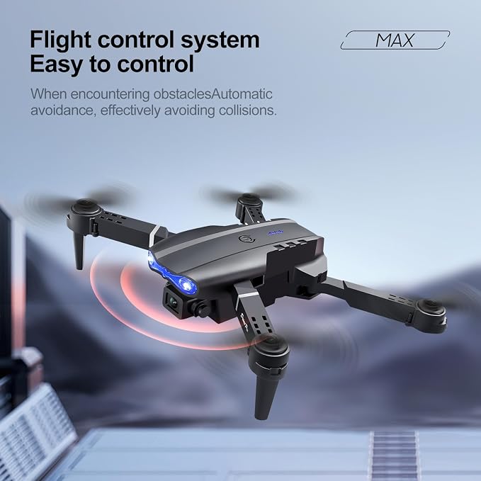 ikaufen E88 Drone with Built-in screen control, Camera for Adults RC Drone With 720P HD Dual Camera WiFi FPV Foldable Quadcopter Aircraft +1 Battery (E88 Dual camera Black)