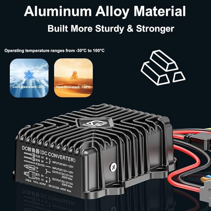 Kewig 400W 32A 12V Golf Cart 48V-120V to 12V Converter | Voltage Regulator Reducer Transformer with Fuse DC Convert Regulator Power Supply Buck for Motorcycle Golf