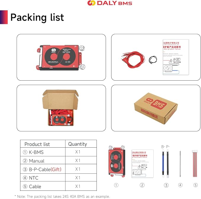 DALY 4S-16S BMS 15A to 200A Protection Board with Balance Wire and Temperature Sensor for Lithium Battery Pack（LifePO4 4S 12V,100A）