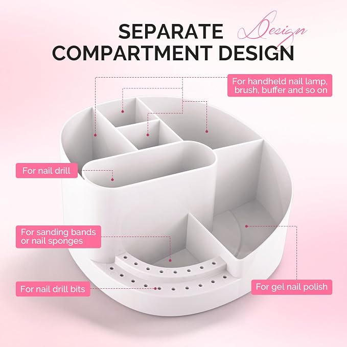 MelodySusie Electric Callus Remover for Feet PC800G and Nail Art Tools Storage Box with 18 Holes & 7 Compartments