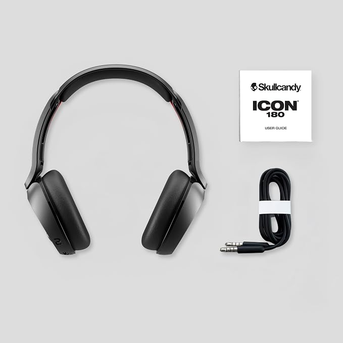 Skullcandy Icon 180 Wireless On-Ear Bluetooth Headphones, Up to 50 Hours Battery, Lightweight and Travel Ready, Secure Fit, Sweat and Water Resistant, Microphone iPhone Android - Bone