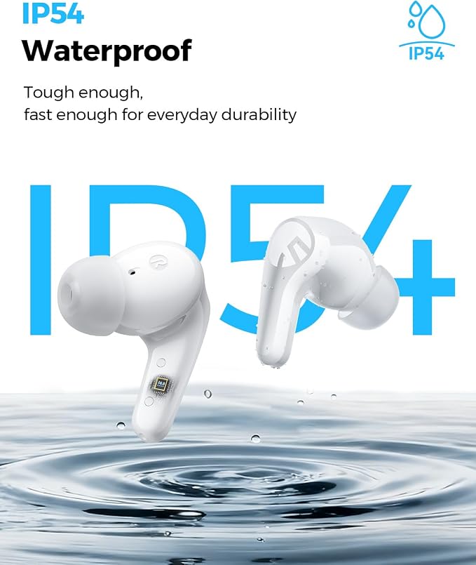SoundPEATS C30 Hybrid ANC Earbuds with LDAC Hi-Res Audio, 52H Playtime -52dB Adaptive Noise Cancelling Earbuds, 6-Mic Clear Call, 12mm Driver, Bluetooth 6.0, Multi-Point, IP54 for Daily Use - White