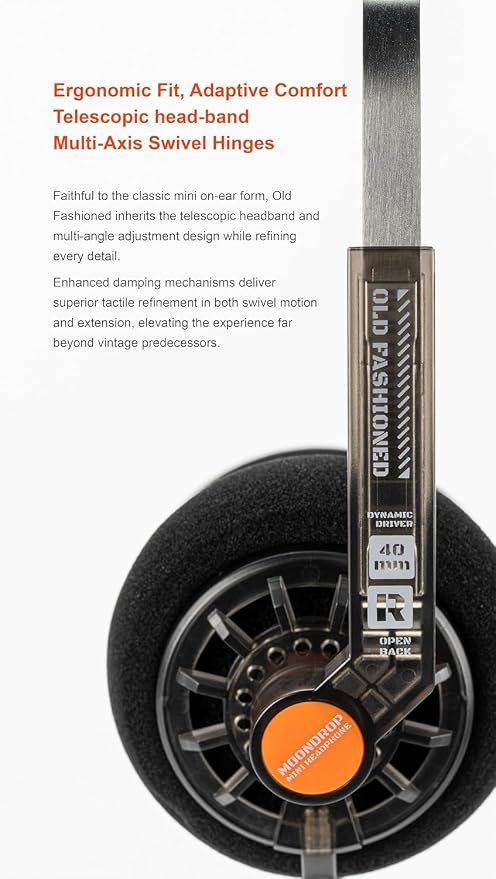 Moondrop Old Fashioned 40mm On-Ear Headphone with 0.78mm 2pin Open-Back Headphone (USB-C Jack)