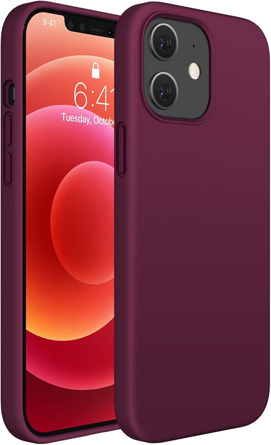 Miracase Compatible with iPhone 12 Case and iPhone 12 Pro Case, Liquid Silicone Gel Rubber Full Body Protection Shockproof Drop Protection Phone Case for iPhone 12/12 Pro 6.1 inch, Wine Red