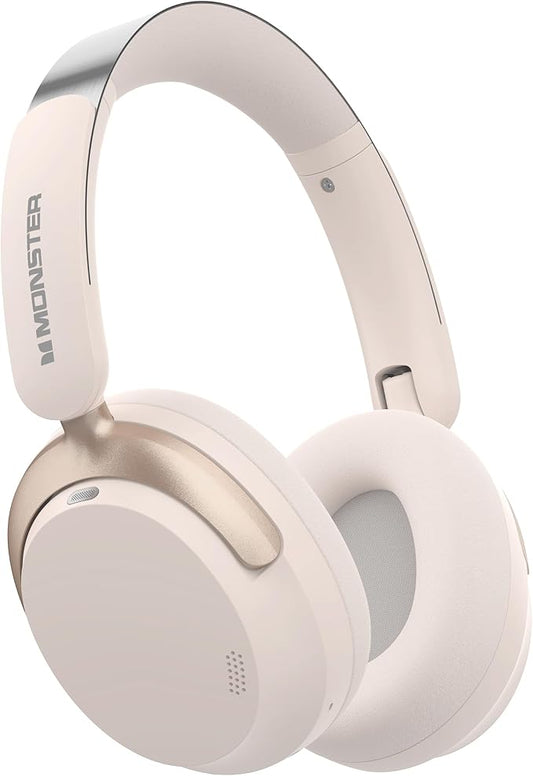 Monster Persona 3rd ANC Active Noise Canceling Headphones, Wireless Bluetooth 5.4 Over-Ear Headphones with 6 Mics, 70H Playtime and 3 EQ Modes, Deep Bass, Foldable Comfort Design for Travel, White