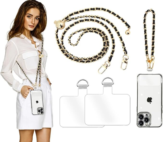 2Pcs Phone Crossbody Lanyard and Wrist Strap, Universal Cell Phone Lanyard Strap with 2Tether Tab