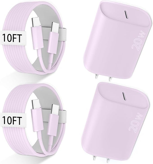 iPhone 17 16 15 Pro Max Charger Fast Charging, 10 FT iPhone 17 Charging Cable Long USB C 10FT Cord with 20W PD Fast iPhone 17 Pro Max Chargers Block for iPhone 17/17 Pro Max/17 Air/16/15 Series, iPad