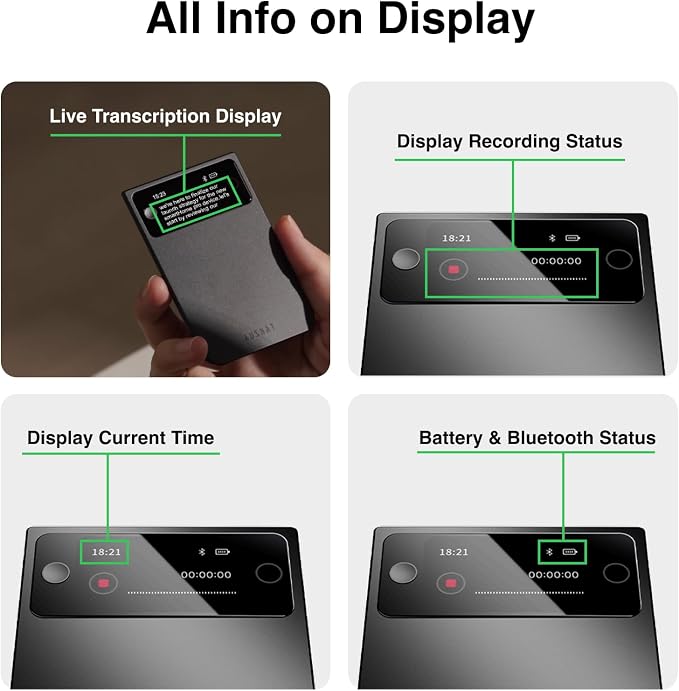 Note Pro AI Voice Recorder with Live Transcription Display | AI Transcribe & Summarize, APP Control, Supports 250 Languages, Note Taker for Meetings & Calls, Case Included
