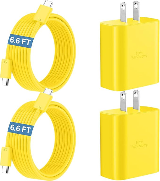 45W Super Fast Charger USB C Android Phone Type C Charger Fast Charging Block with 6.6FT Cord for Samsung Galaxy S26/S26 Ultra/S26+/S25 Ultra/S25/S24 Ultra/S24/S23 Ultra/S22/S21/S20/Note 10, Yellow