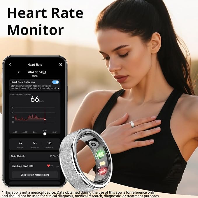 COLMI R10 Smart Ring, Smart Health Ring for Women, Features Heart Rate, Blood Oxygen, Sleep Monitoring, Pedometer, and Fitness Tracker, No Subscription Fee. (Silver, 10#)