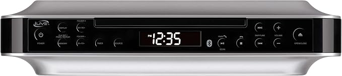 iLive Bluetooth Under Cabinet Radio (FM) CD Player and MP3 Player, Bluetooth, USB, AUX in, MP3, CD, Music System with Kitchen Timer, Digital Clock, with Remote Control IKBC384SMP3U