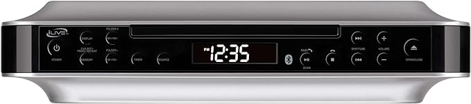iLive Bluetooth Under Cabinet Radio (FM) CD Player and MP3 Player, Bluetooth, USB, AUX in, MP3, CD, Music System with Kitchen Timer, Digital Clock, with Remote Control IKBC384SMP3U