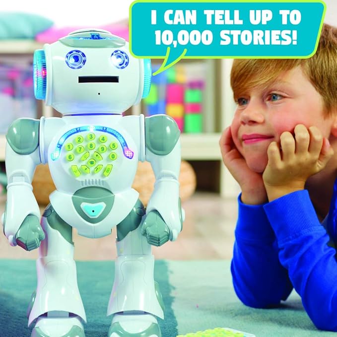LEXiBOOK Powerman Max, Remote Control Walking Talking Toy Robot STEM Programmable, Dances, Sings, Tells 10,000 Stories, 300+ Learning Quiz, Shooting Discs and Voice Repeat for Kids 4+ ROB80US