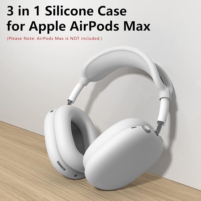 Silicone Case Cover for AirPods Max Headphones,Ear Pad Case Cover/Ear Cups Cover/Headband Cover for AirPods Max 2/1 (2026/2024/2020)(USB-C/Lightning),Silicone Accessories for Apple AirPod Max 2, White