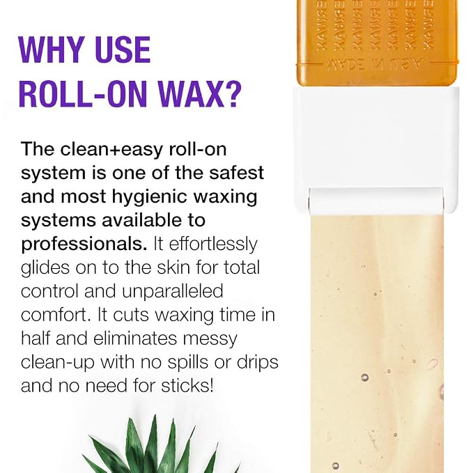 Clean + Easy Roll on Wax Kit – Hair Removal System with Dual Electric Warmer, Cartridges & Strips, At-Home Wax Roller Kit, 120V